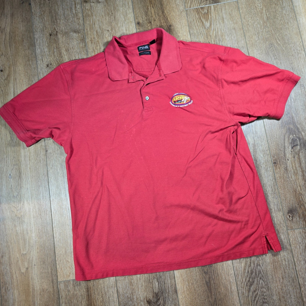 PING Golf Polo Shirt Mens XL Red Pima Cotton Army Airborne Command Military